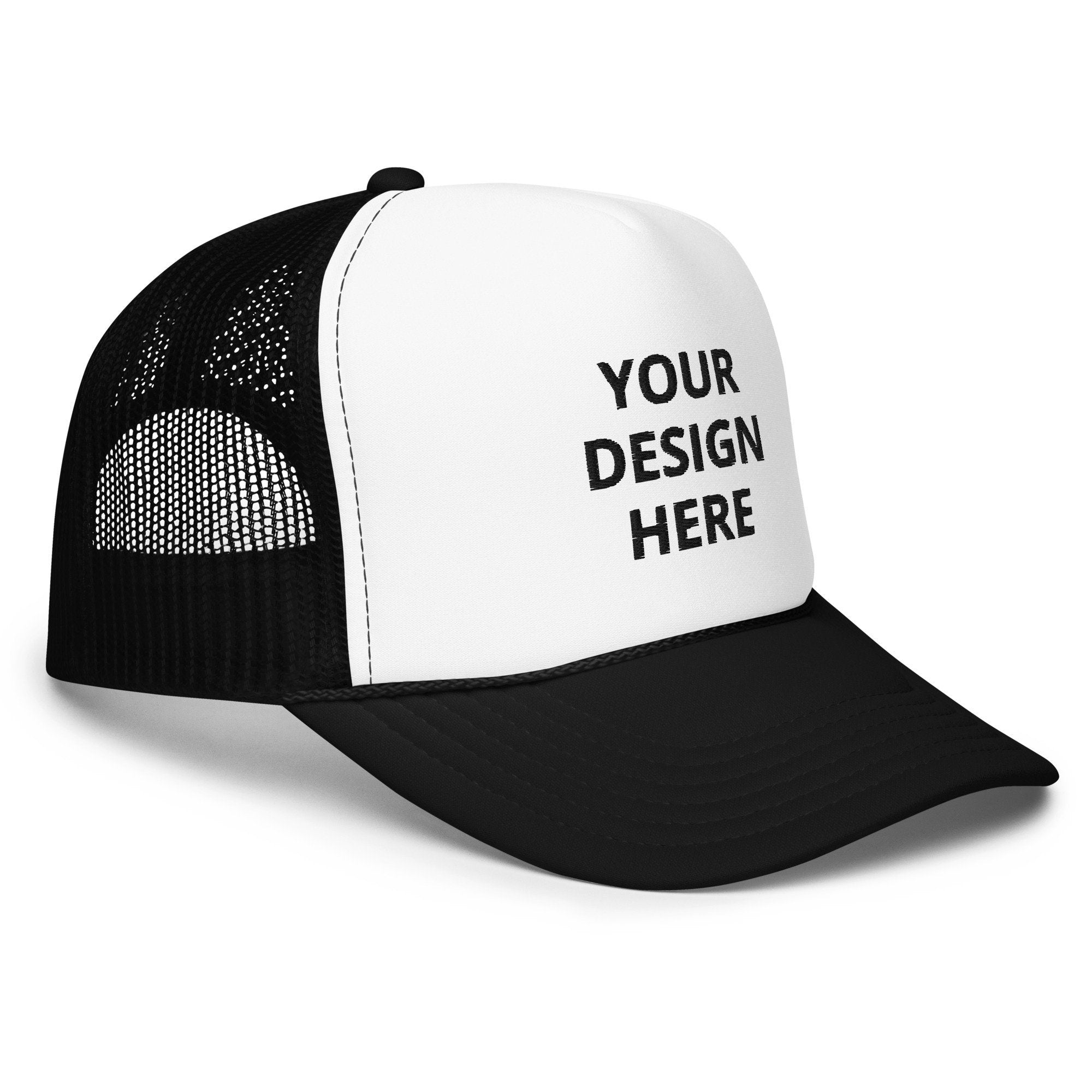 Personalized Embroidered Foam Trucker Hat, Custom Foam Trucker Hat Your Own Text or Design, High Crown Mesh Foam Trucker Cap Gift