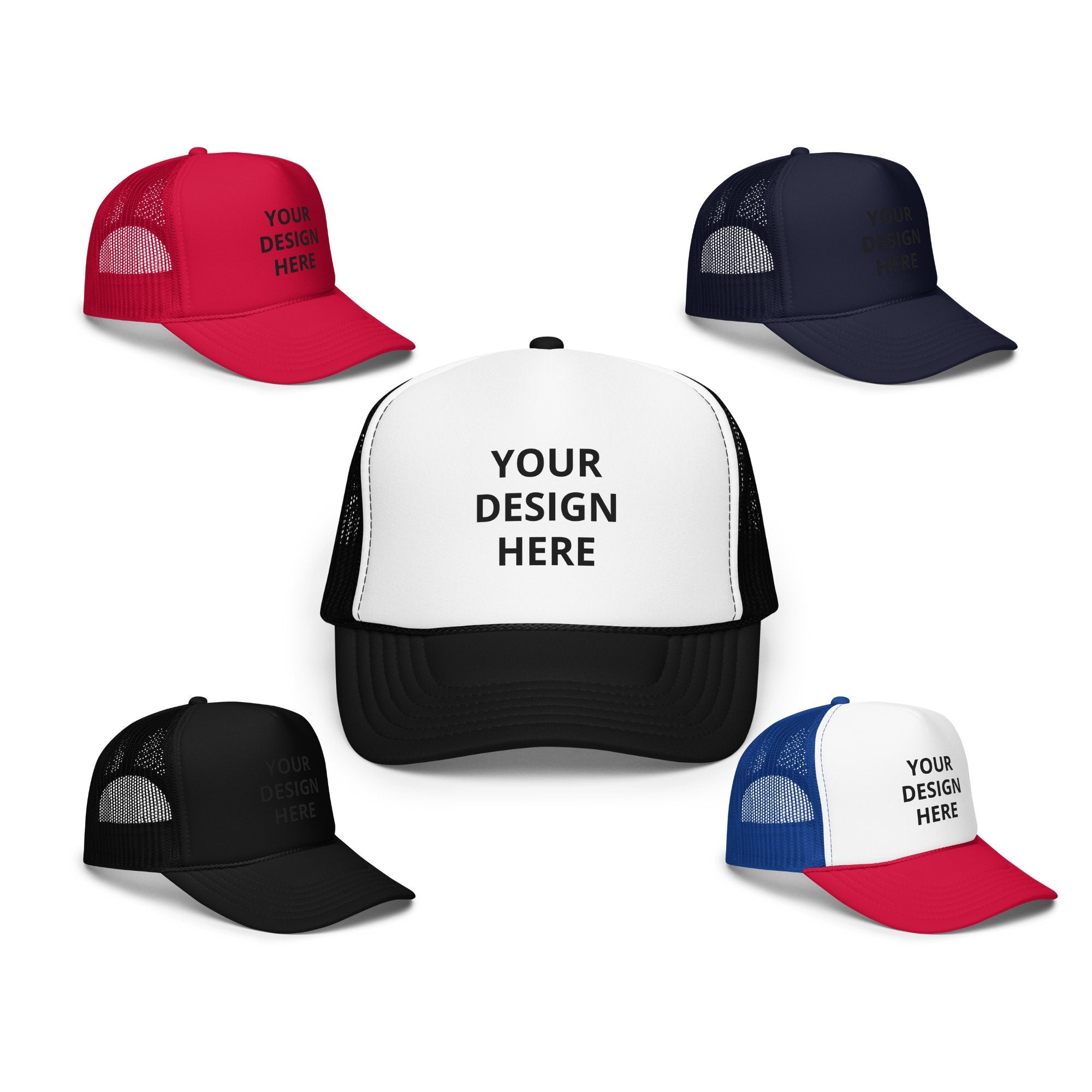 Personalized Embroidered Foam Trucker Hat, Custom Foam Trucker Hat Your Own Text or Design, High Crown Mesh Foam Trucker Cap Gift