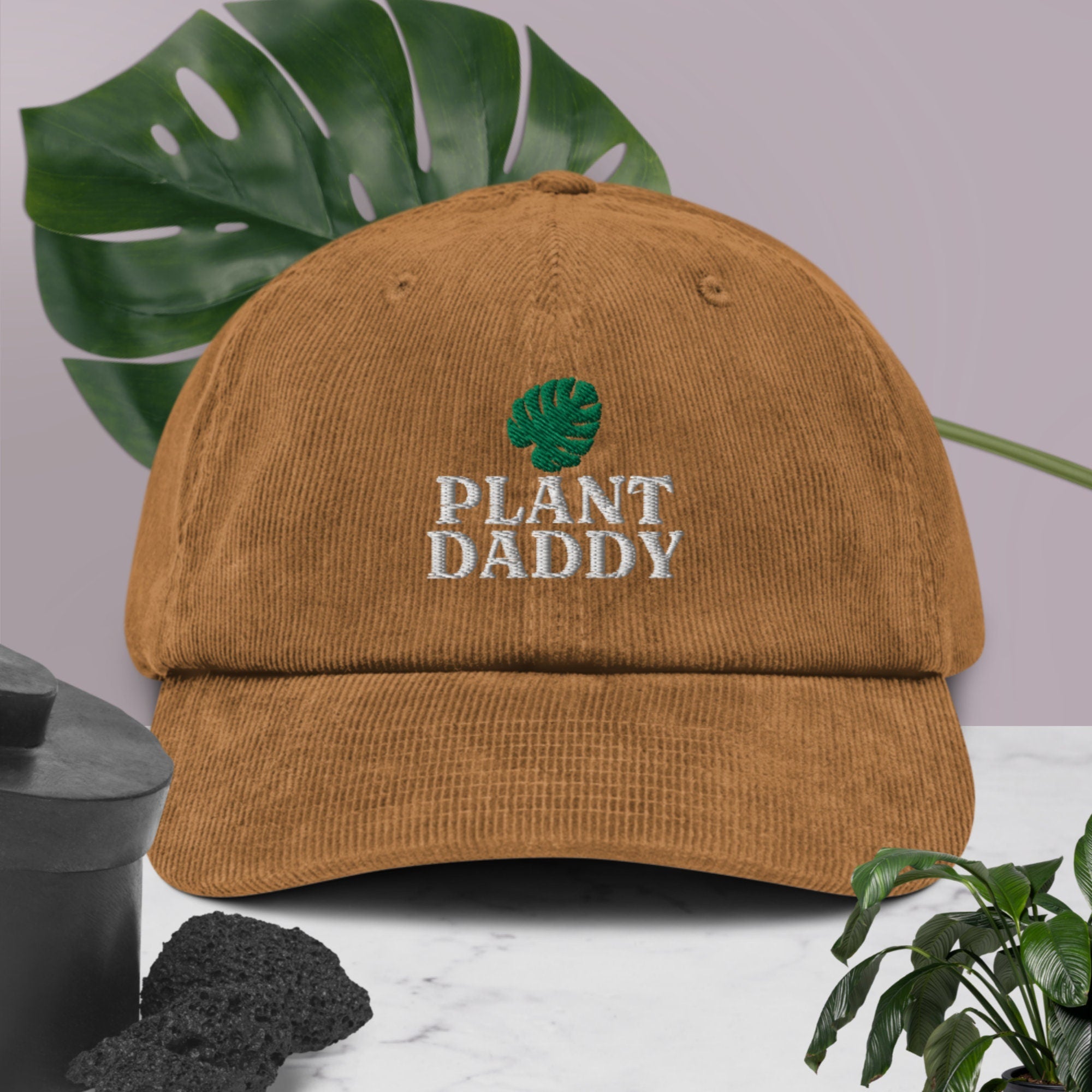 Plant Daddy Corduroy Dad Hat, Plant Lover Gift, Monstera Dad Hat Gift, Plant Daddy Handmade Embroidered Corduroy Dad Hat - Multiple Colors