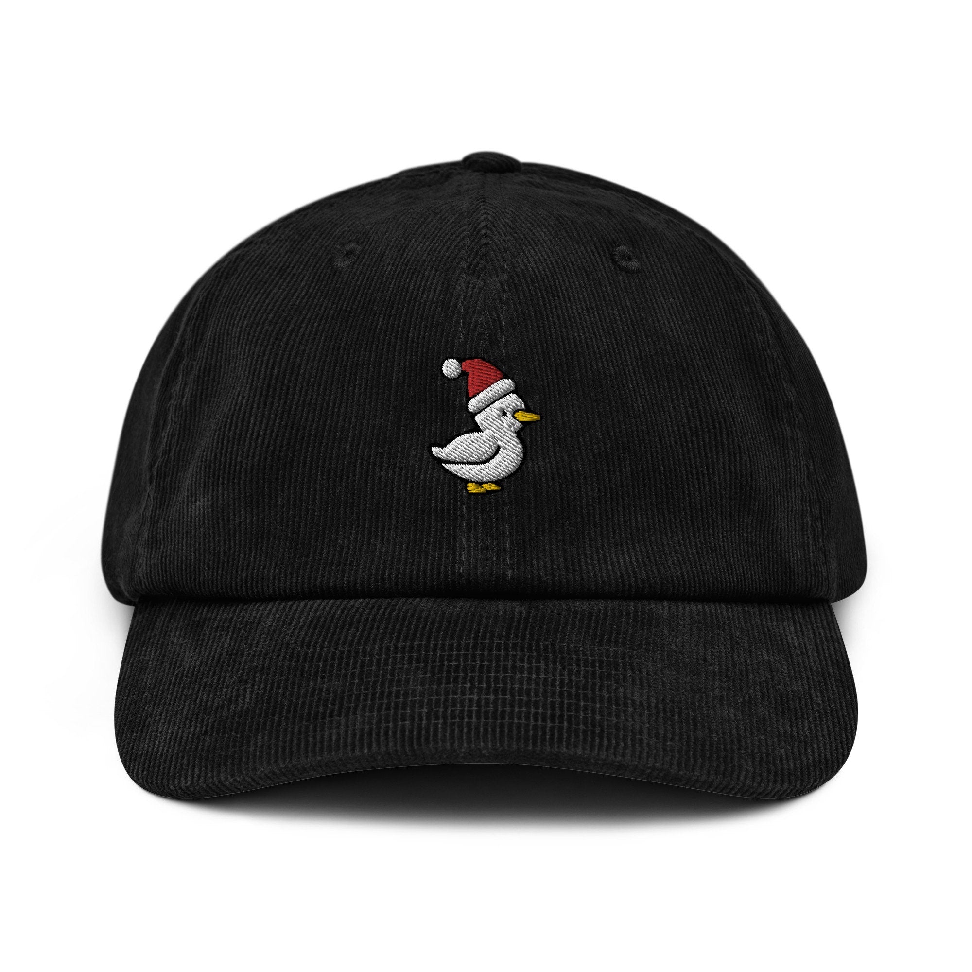 Santa Duck Corduroy Hat, Santa Claus Hat Duck Christmas Dad Cap, Handmade Embroidered Corduroy Dad Cap - Multiple Colors