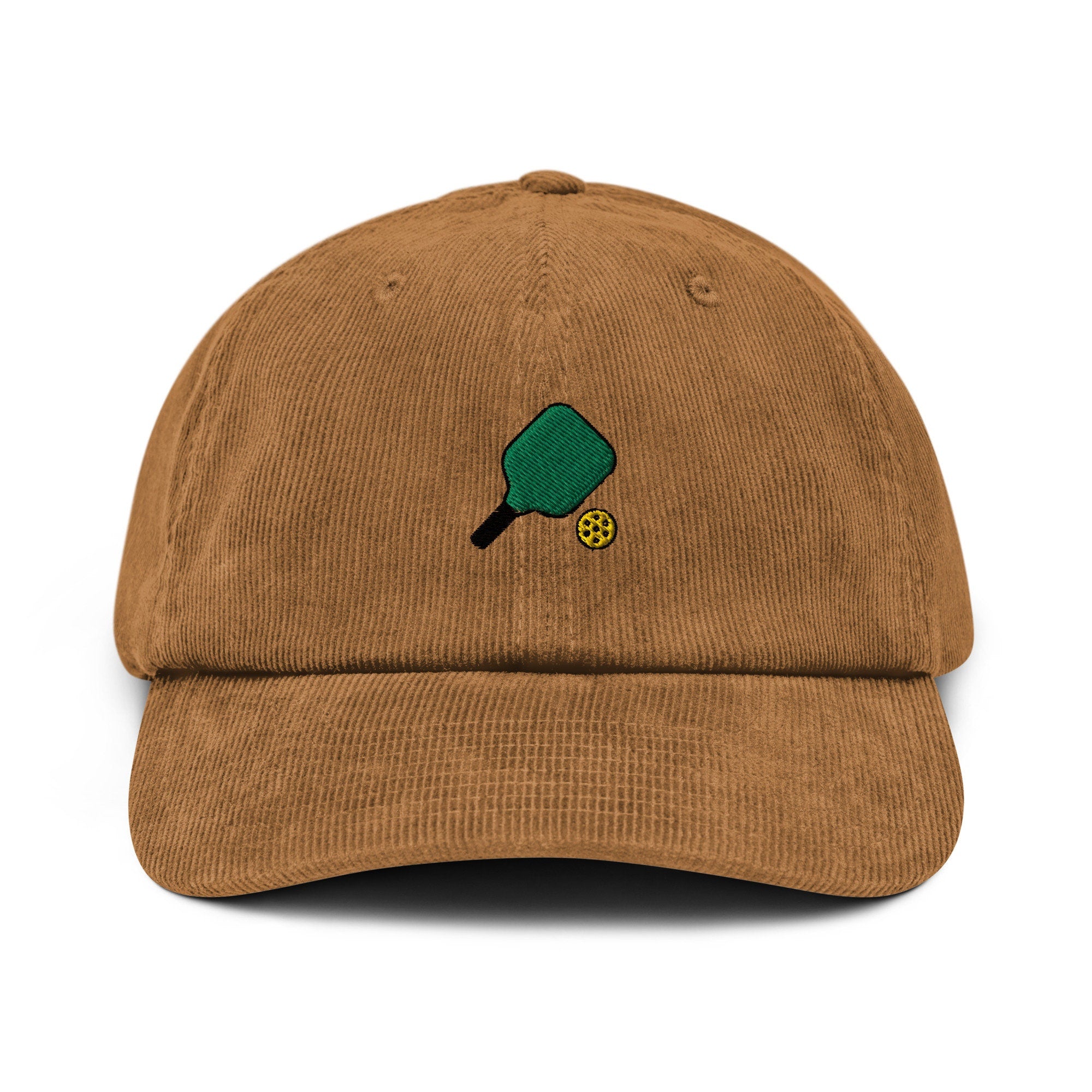 Pickleball Lover Corduroy Hat, Handmade Embroidered Corduroy Dad Cap - Multiple Colors
