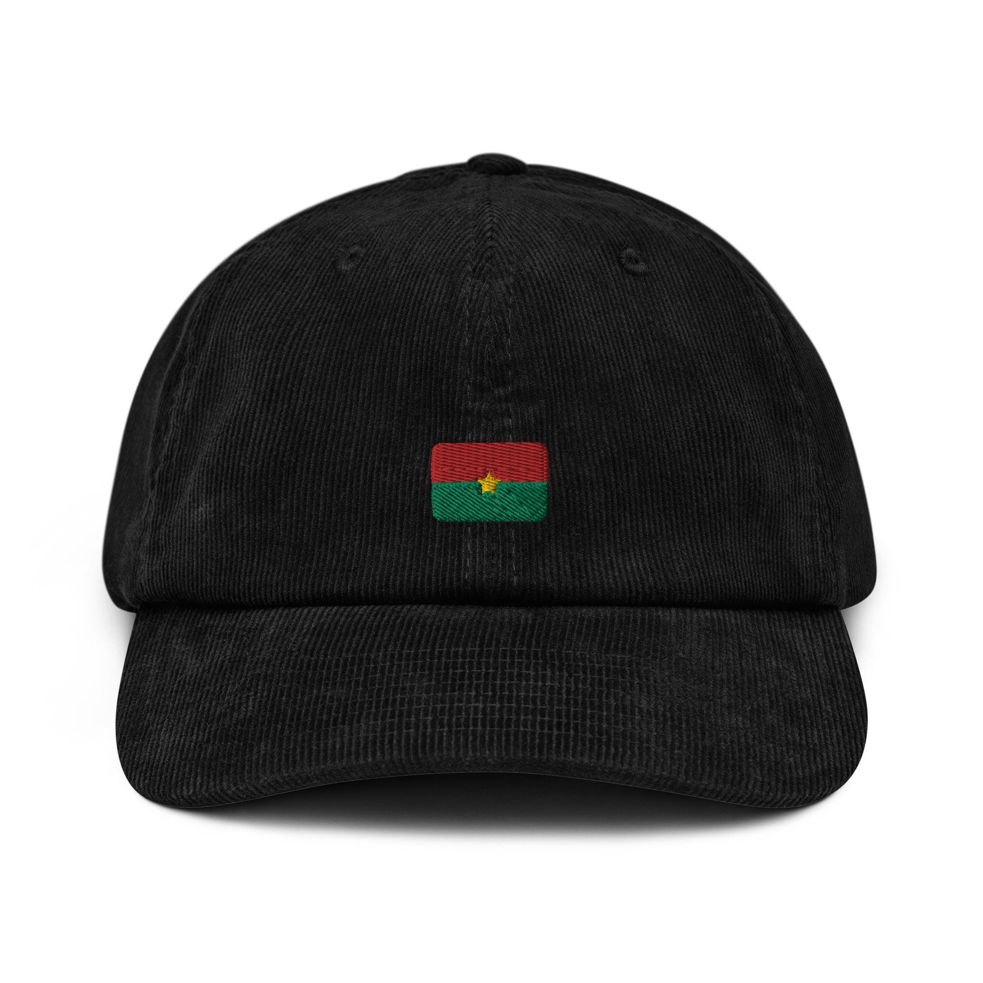 Burkina Faso Corduroy Hat, Burkina Faso Country Gift, Embroidered Burkina Faso Flag, Handmade Burkinabe Flag Corduroy Hat, Burkinabe Flag