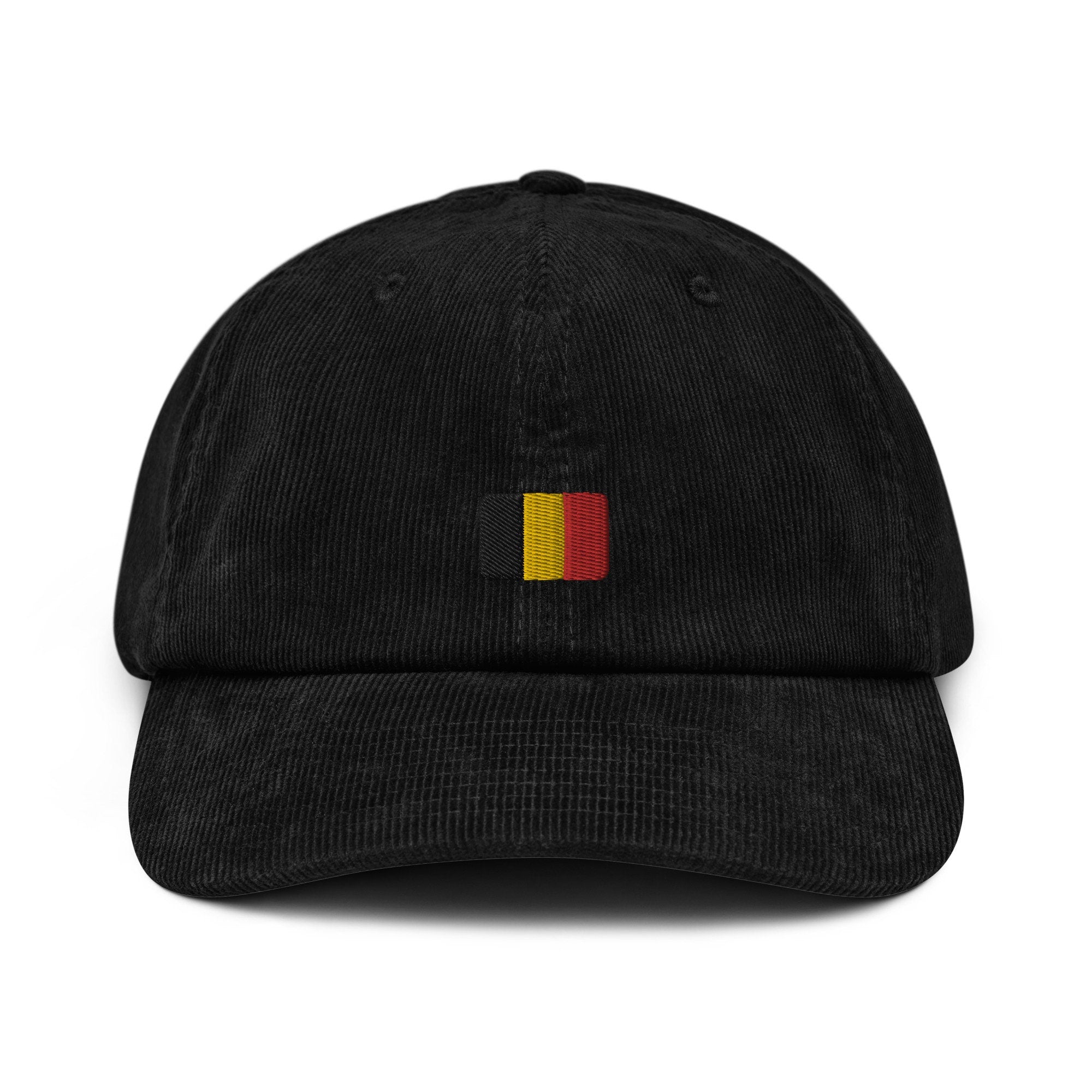 Belgium Corduroy Hat, Belgium Country Gift, Embroidered Belgian Flag, Handmade Belgian Flag Corduroy Hat, Belgian Flag