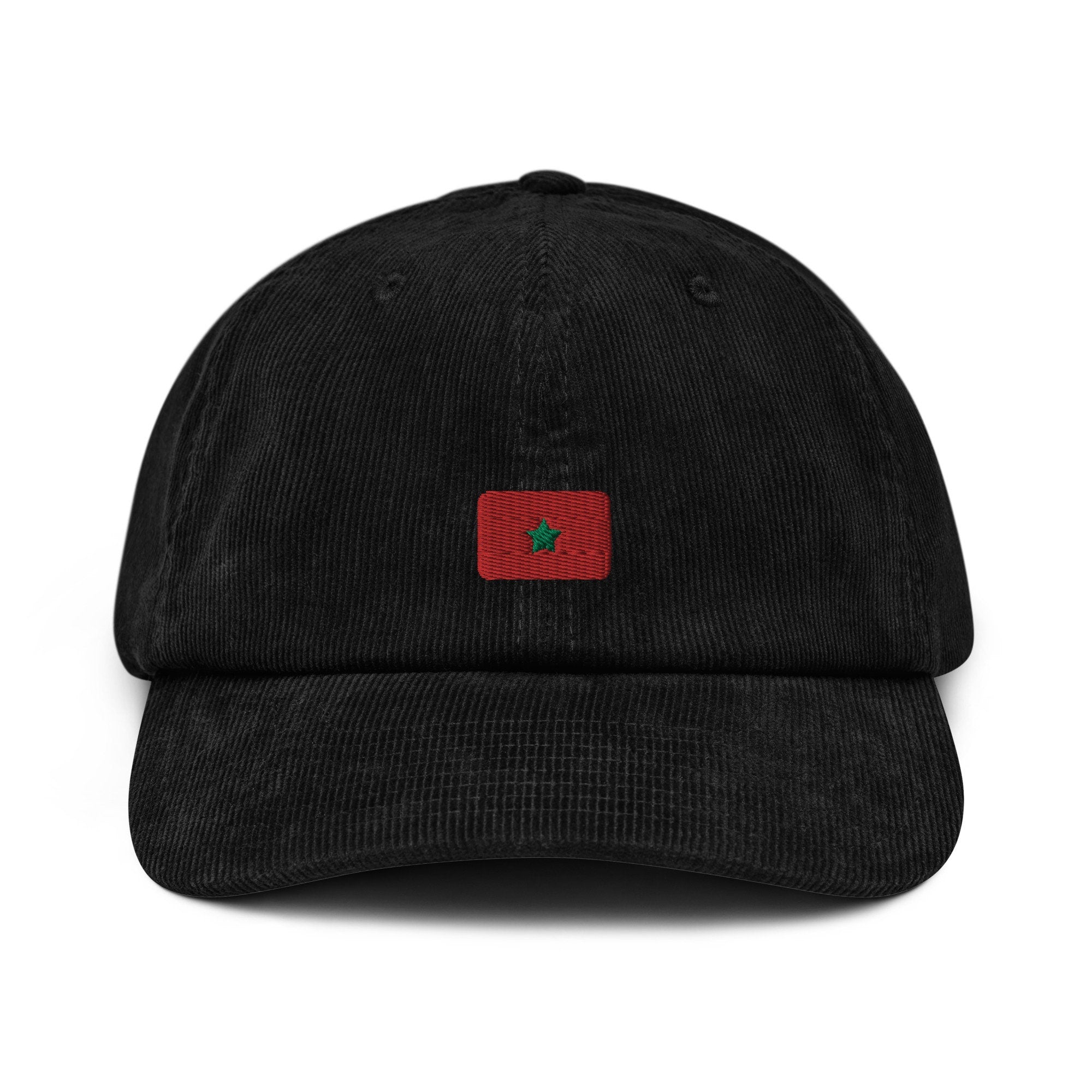 Morocco Corduroy Hat, Moroccan Country Gift, Embroidered Moroccan Flag, Handmade Moroccan Flag Corduroy Hat, Moroccan Flag