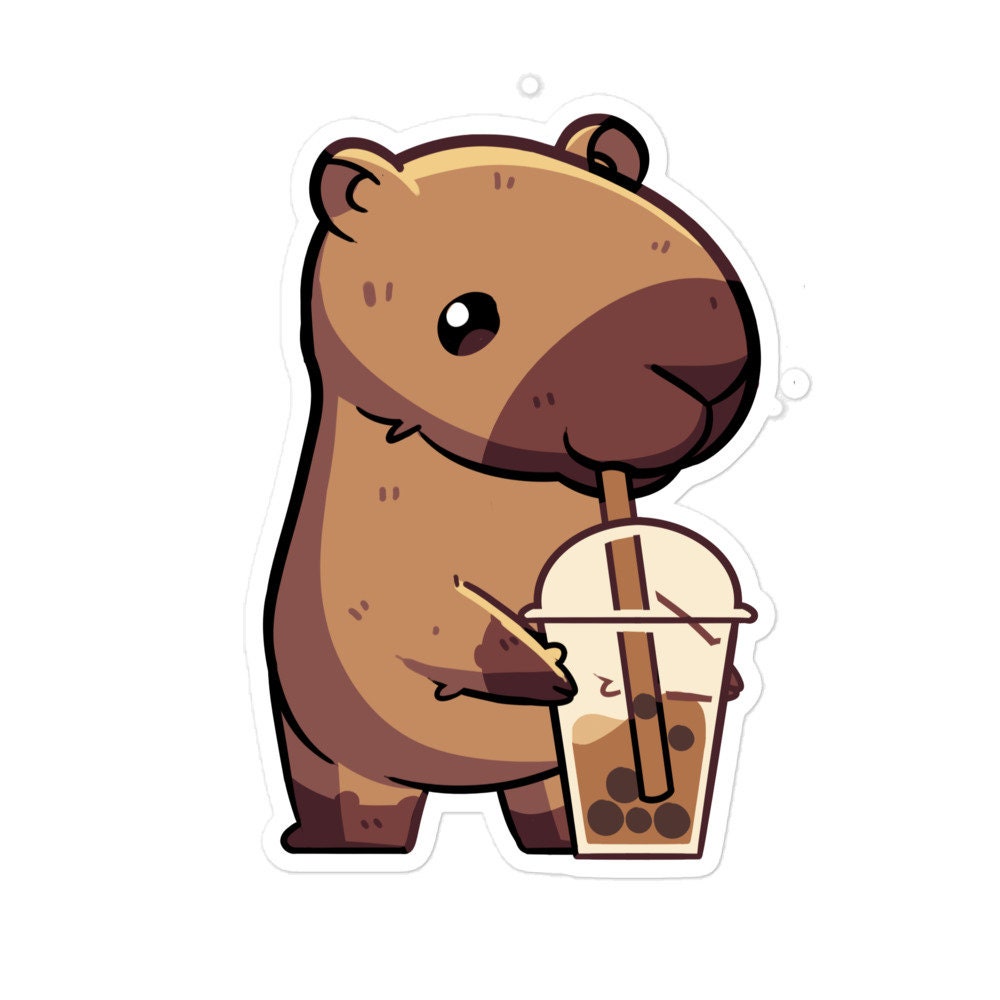 Milk Tea Capybara Decal, Waterproof Capybara Sticker, Boba Capybara Gift, Bubble Tea Capybara Sticker