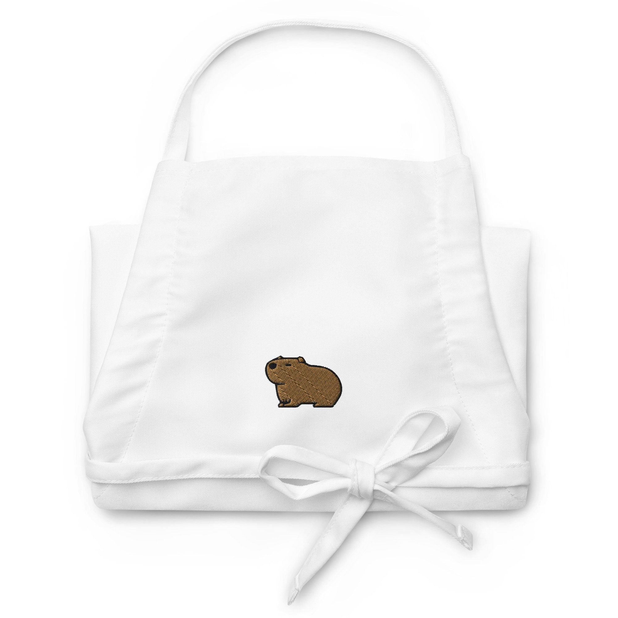 Capybara Embroidered Apron, Handmade Embroidered Capybara Apron, Capybara Lover Gift, Cooking Capybara Gift
