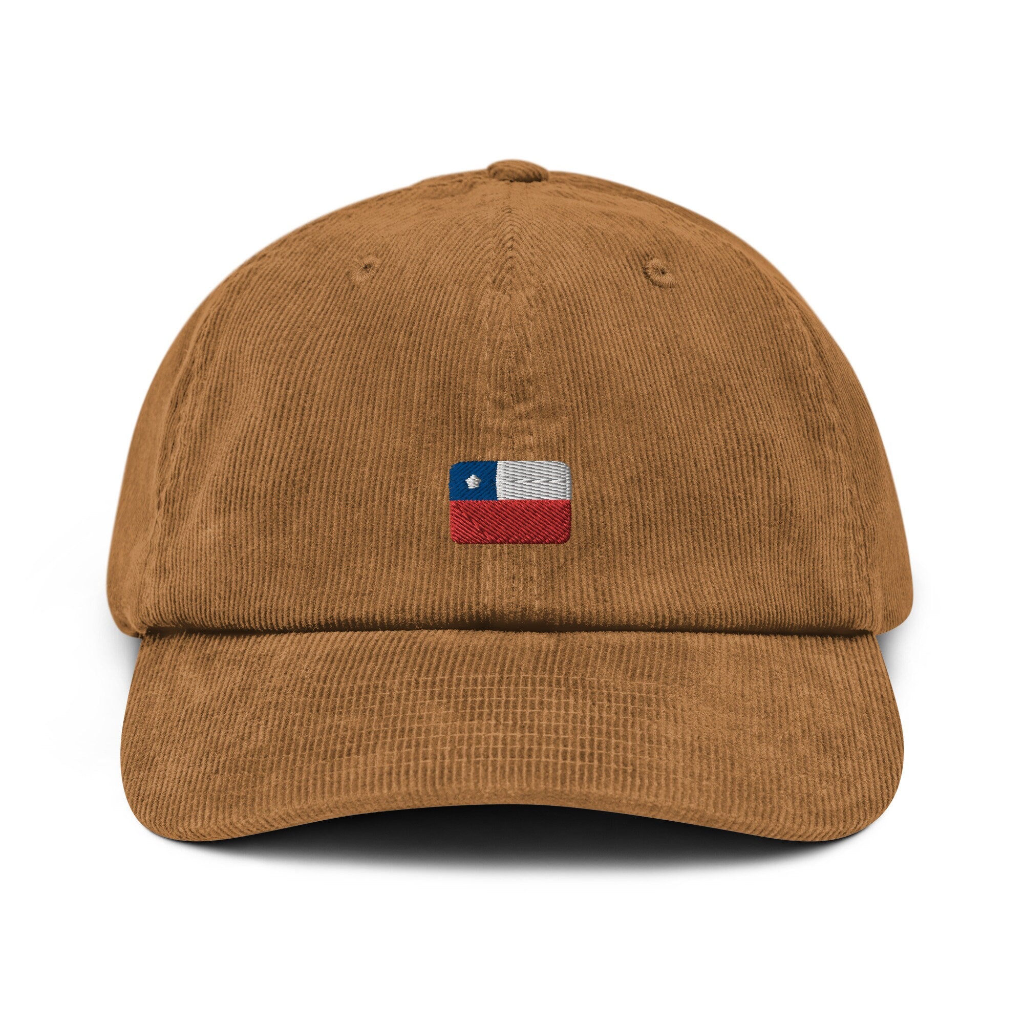 Chilean Corduroy Hat, Chile Country Gift, Embroidered Chilean Flag, Handmade Chilean Flag Corduroy Hat, Chilean Flag