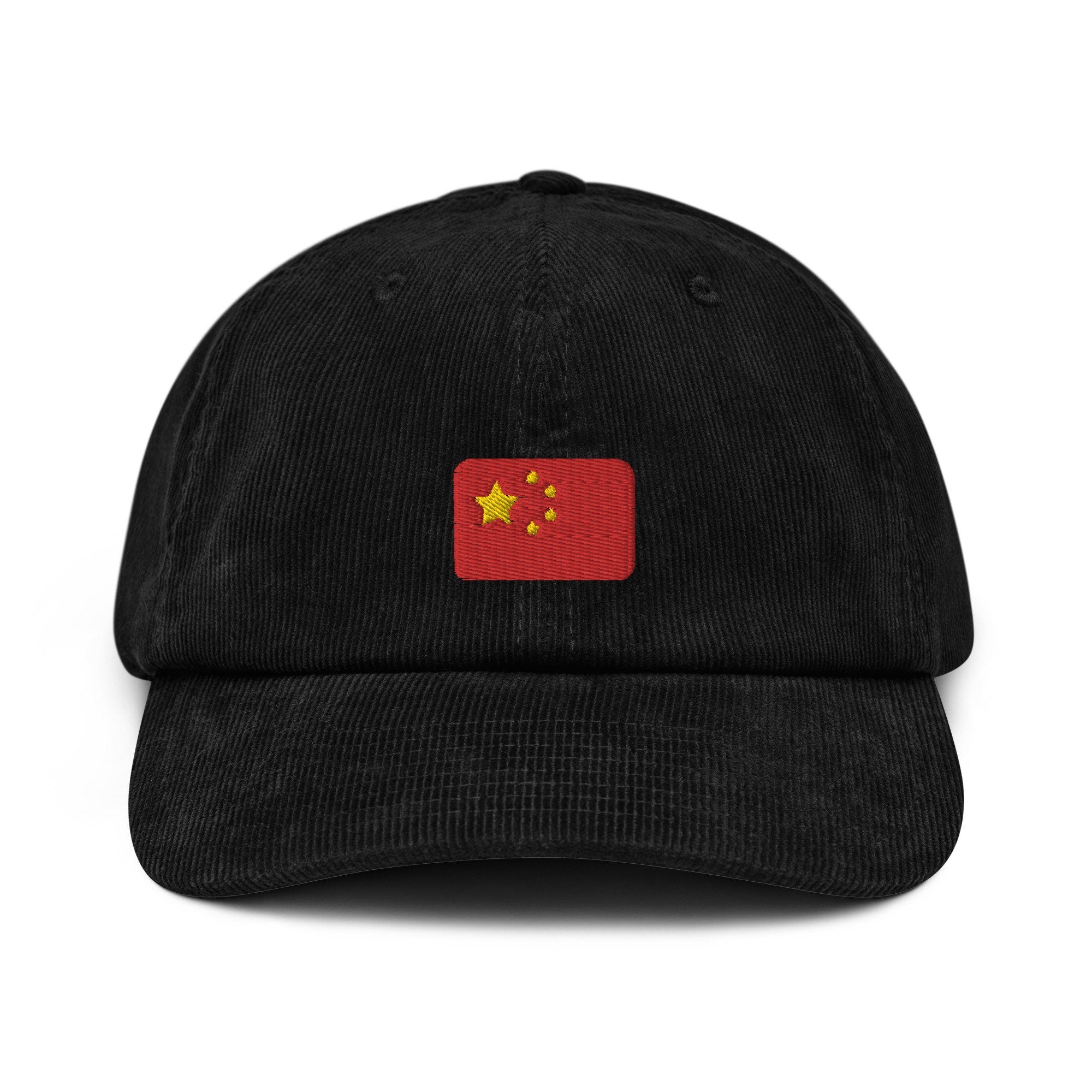 China Corduroy Hat, Chinese Country Gift, Embroidered Chinese Flag, Handmade Chinese Flag Corduroy Hat, Chinese Flag