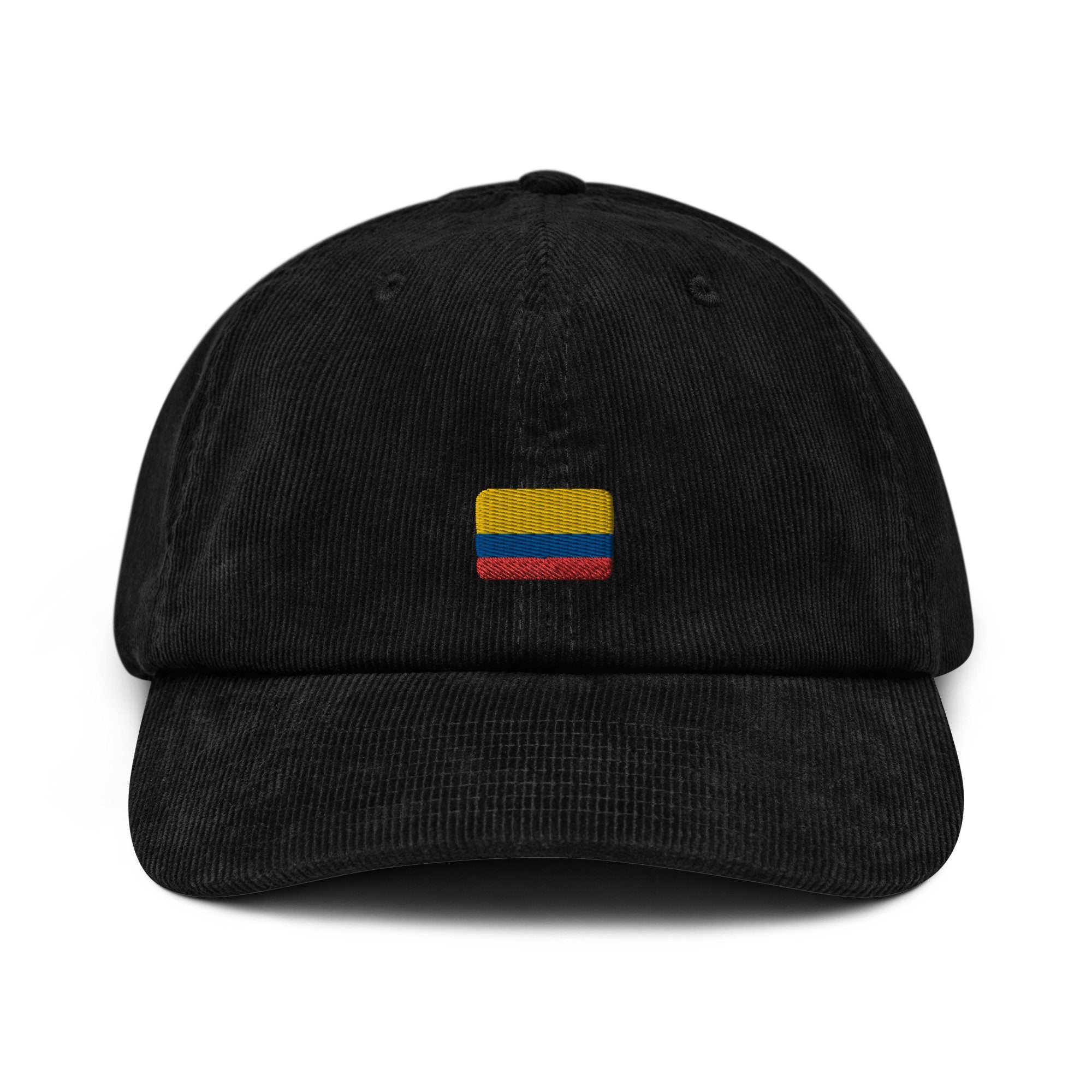 Colombian Corduroy Hat, Colombia Country Gift, Embroidered Colombian Flag, Handmade Colombian Flag Corduroy Hat, Colombian Flag