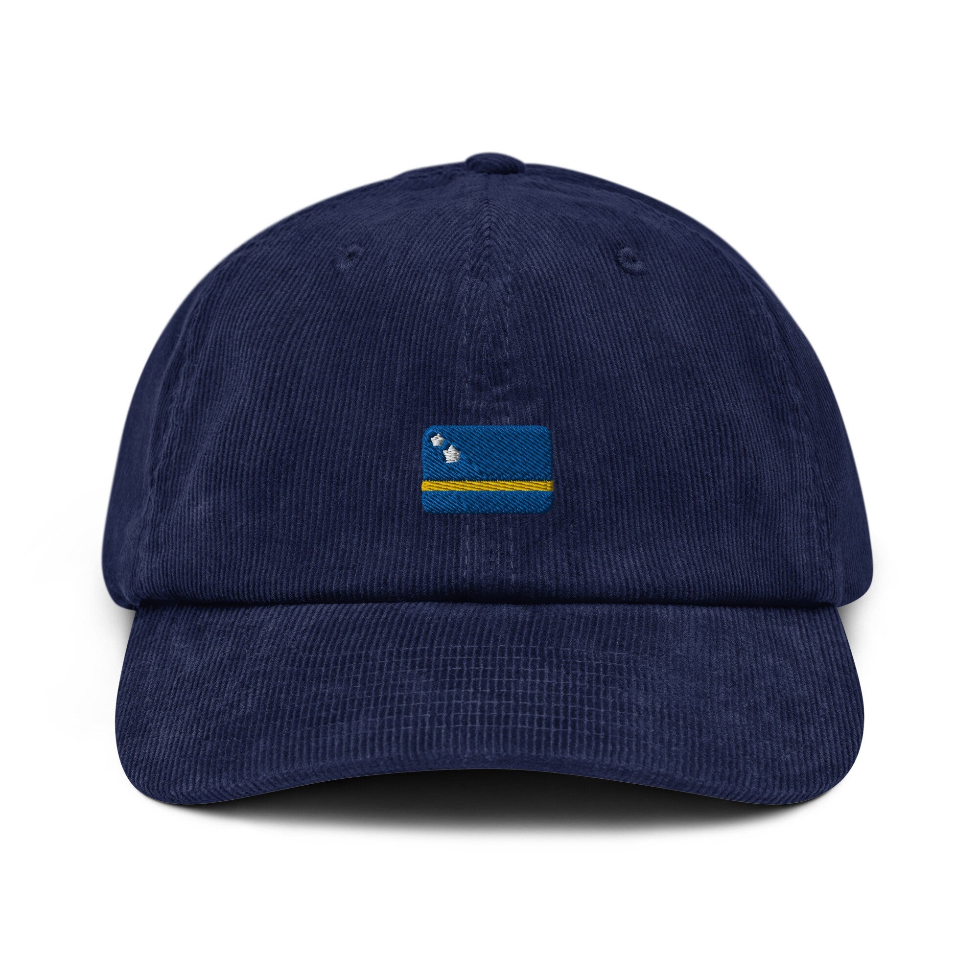 Curaçao Corduroy Hat, Curaçao Country Gift, Embroidered Curaçao Flag, Handmade Curaçao Flag Corduroy Hat, Curaçao Flag