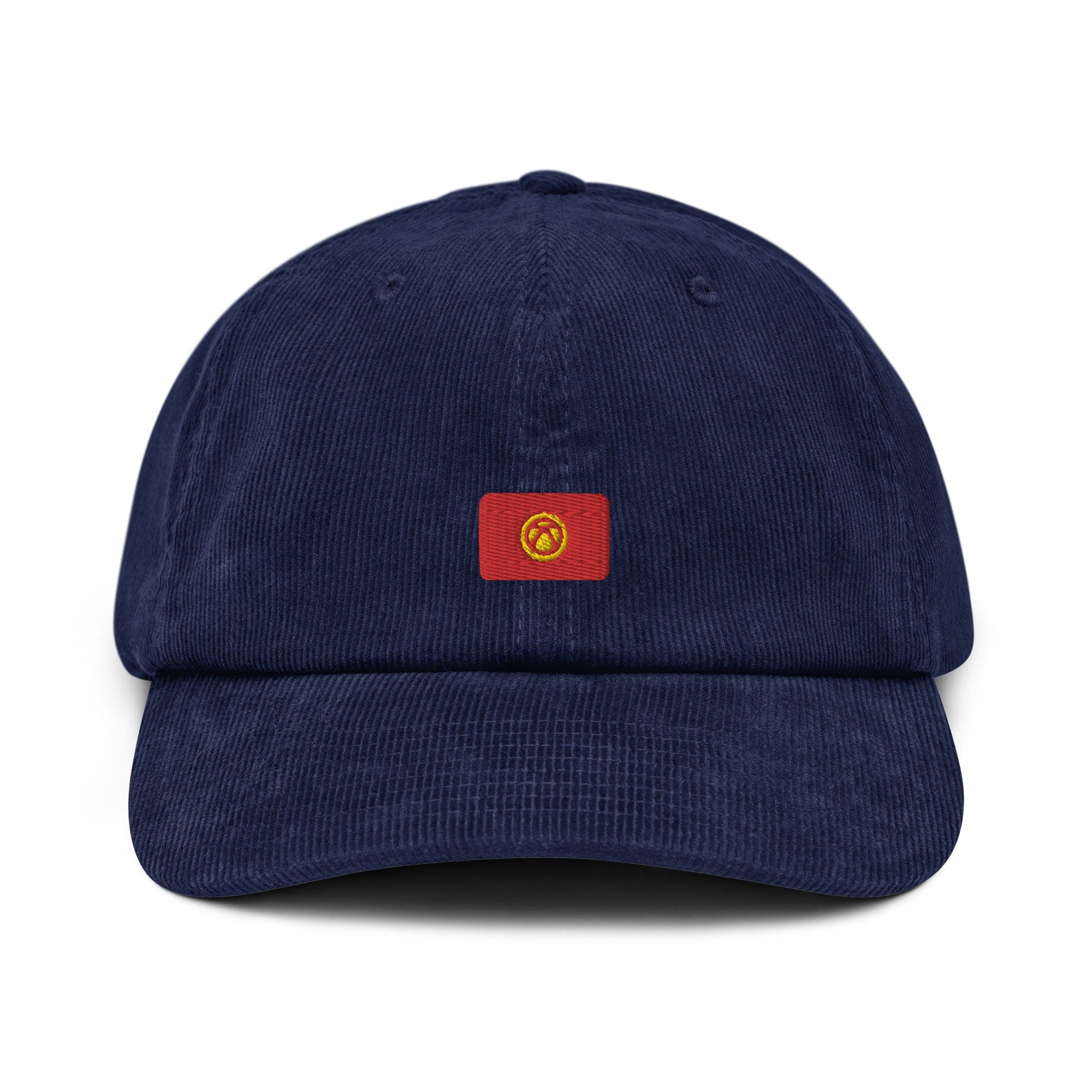 Kyrgyzstan Corduroy Hat, Kyrgyz Country Gift, Embroidered Kyrgyzstan Flag, Handmade Kyrgyzstan Flag Corduroy Hat, Kyrgyzstan Flag