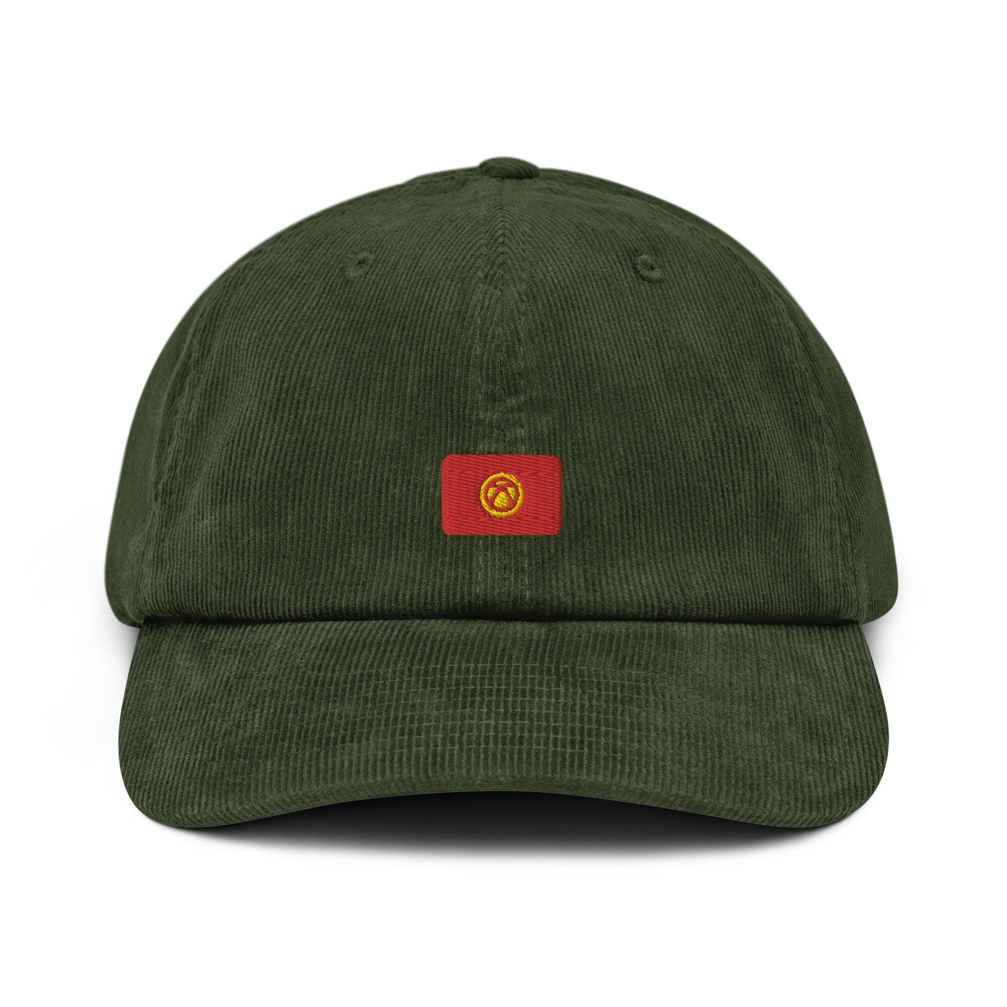 Kyrgyzstan Corduroy Hat, Kyrgyz Country Gift, Embroidered Kyrgyzstan Flag, Handmade Kyrgyzstan Flag Corduroy Hat, Kyrgyzstan Flag