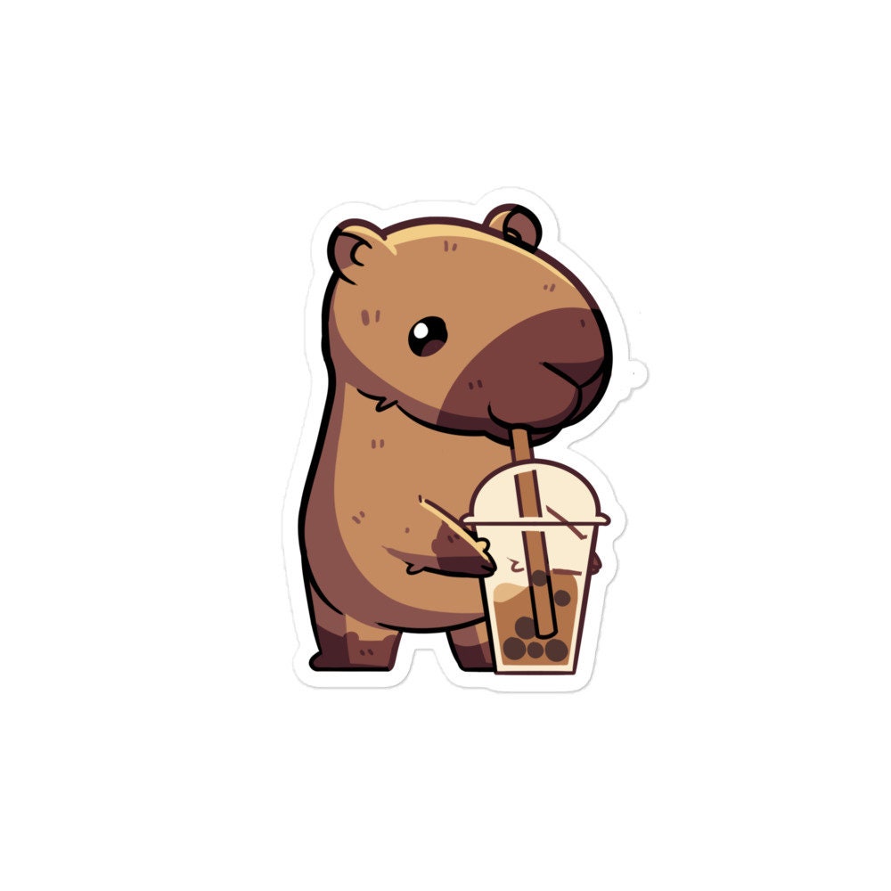 Milk Tea Capybara Decal, Waterproof Capybara Sticker, Boba Capybara Gift, Bubble Tea Capybara Sticker