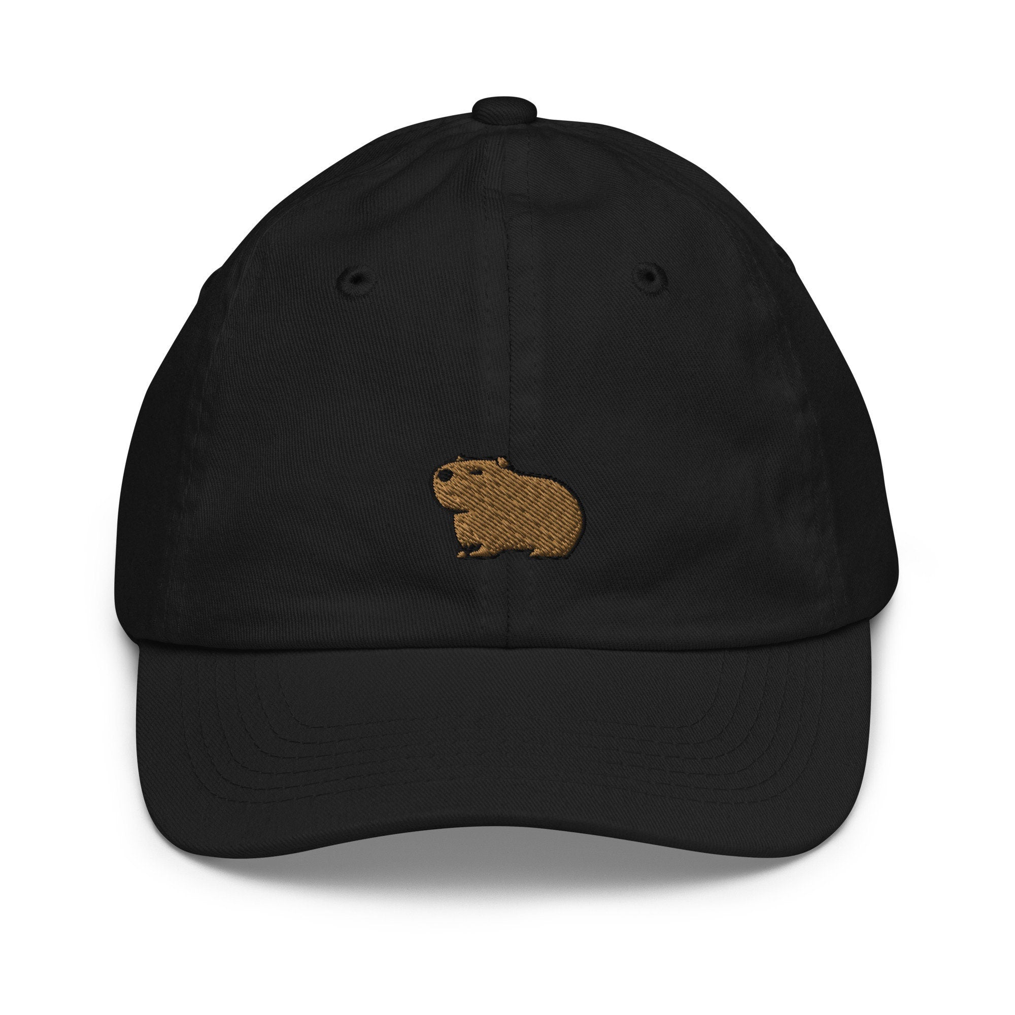 Capybara Youth Baseball Cap, Handmade Embroidered Capybara Hat, Capybara Lover Embroidery, Youth Baseball Cap Capybara