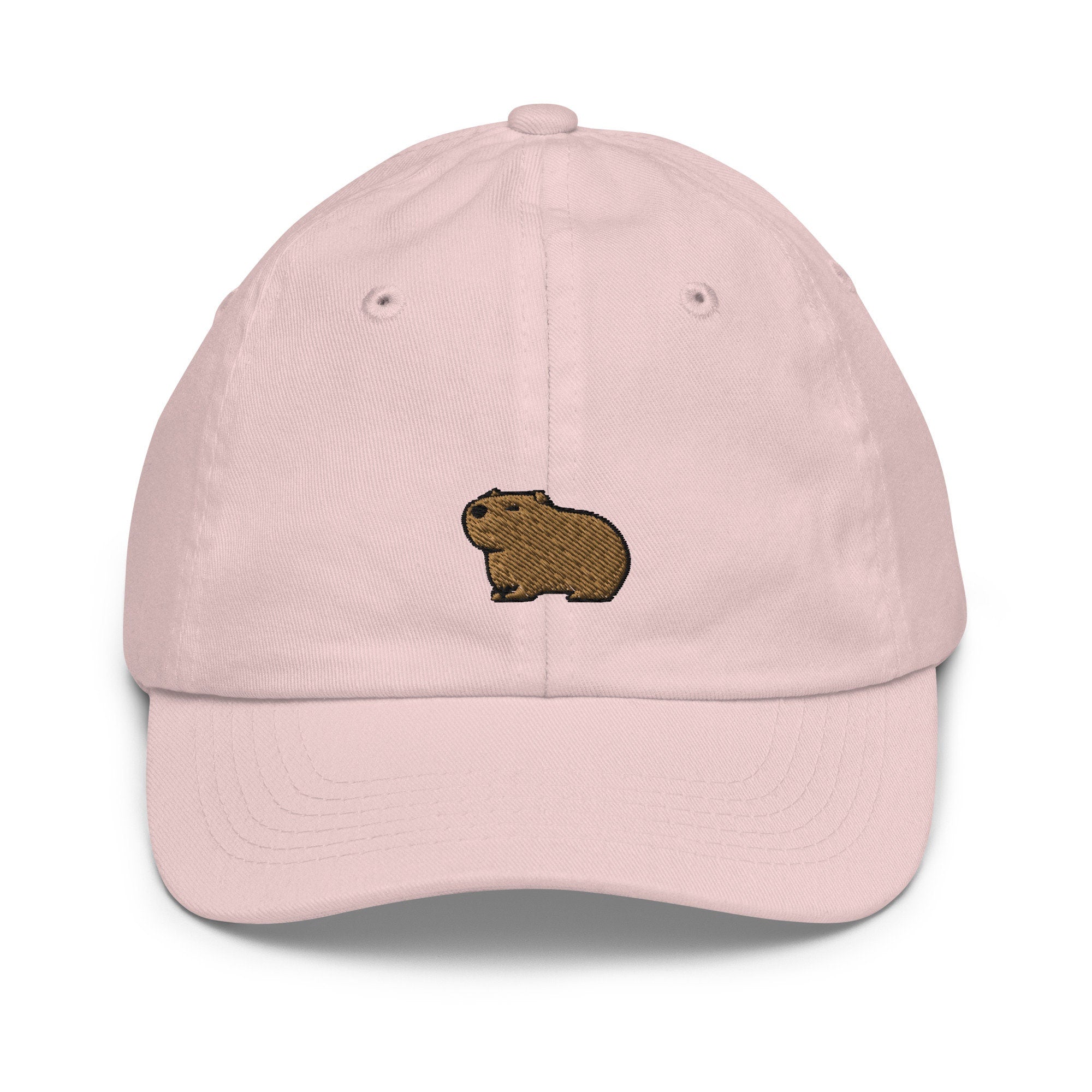 Capybara Youth Baseball Cap, Handmade Embroidered Capybara Hat, Capybara Lover Embroidery, Youth Baseball Cap Capybara