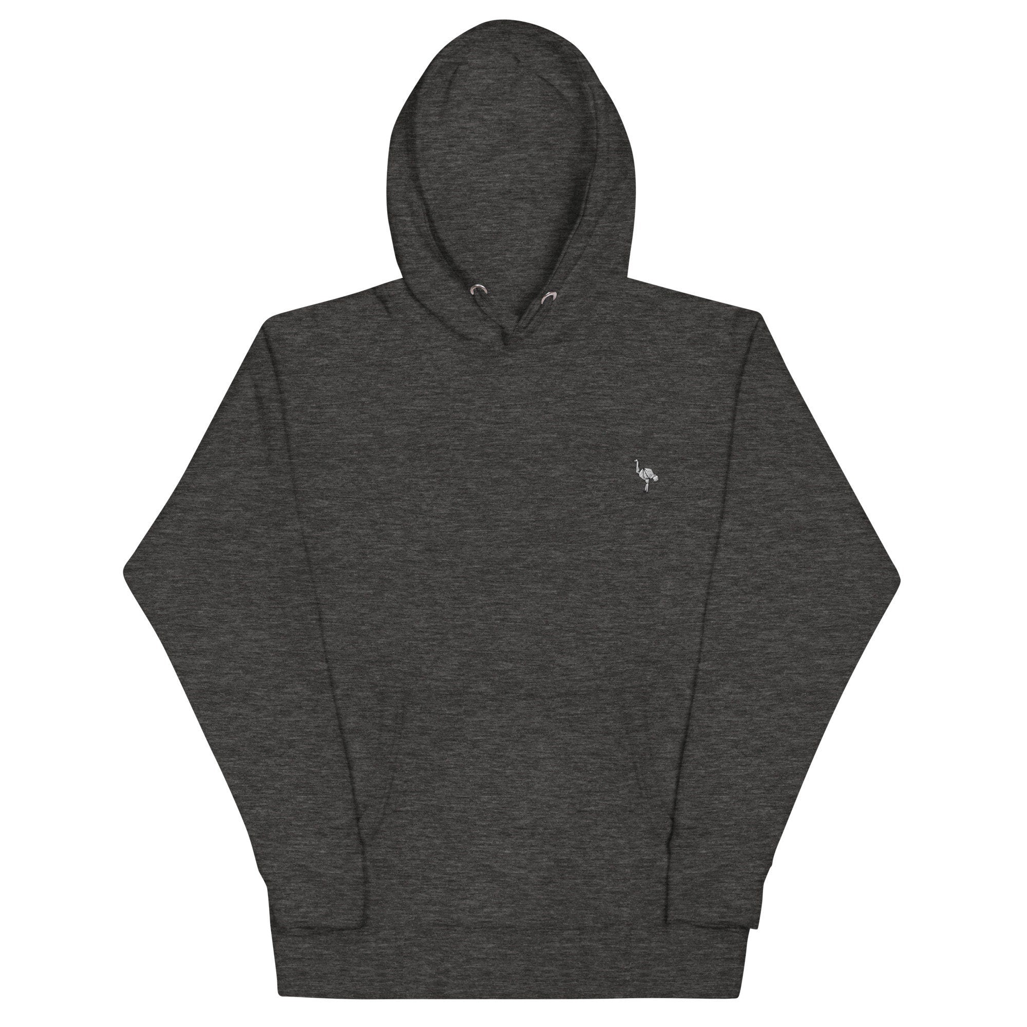 Origami Ostrich Unisex Hoodie, Handmade Embroidered Hoodie, Premium Hooded Sweater, Hoodie Embroidery - Multiple Colors