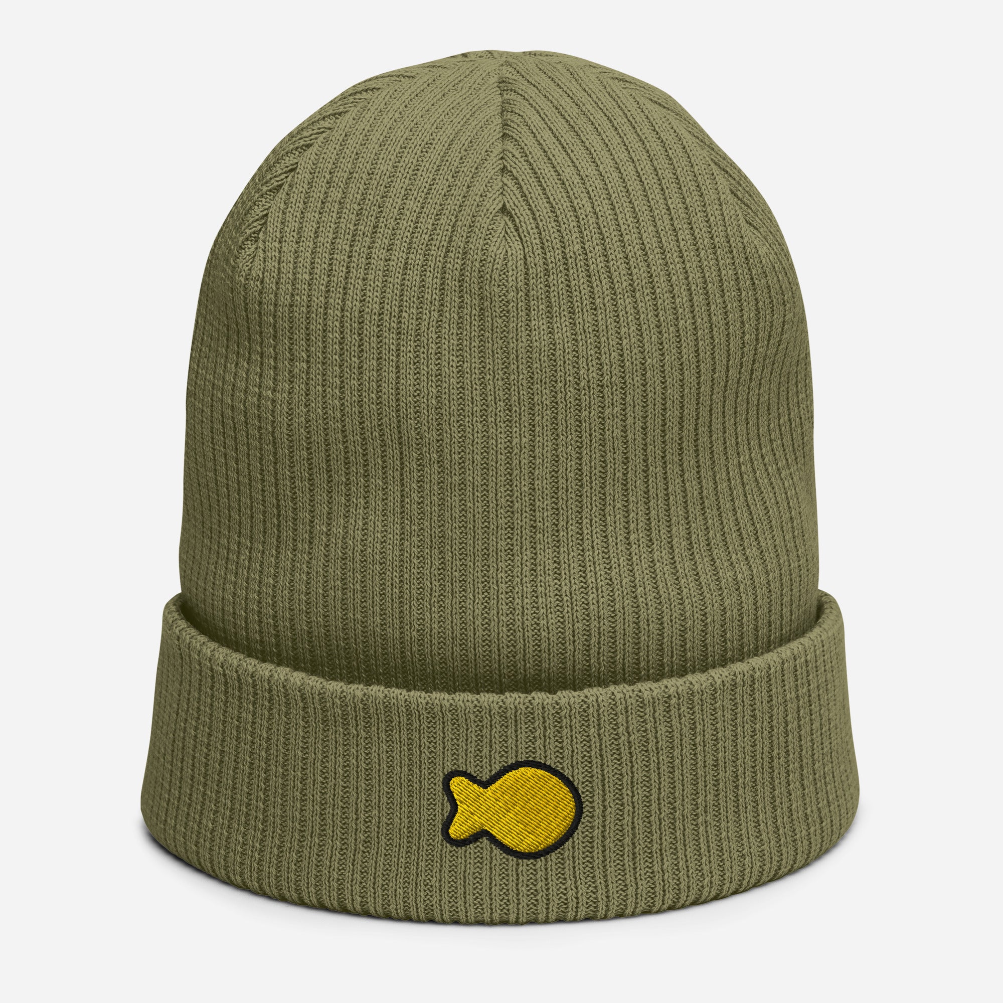 Goldfish Embroidered Organic ribbed beanie