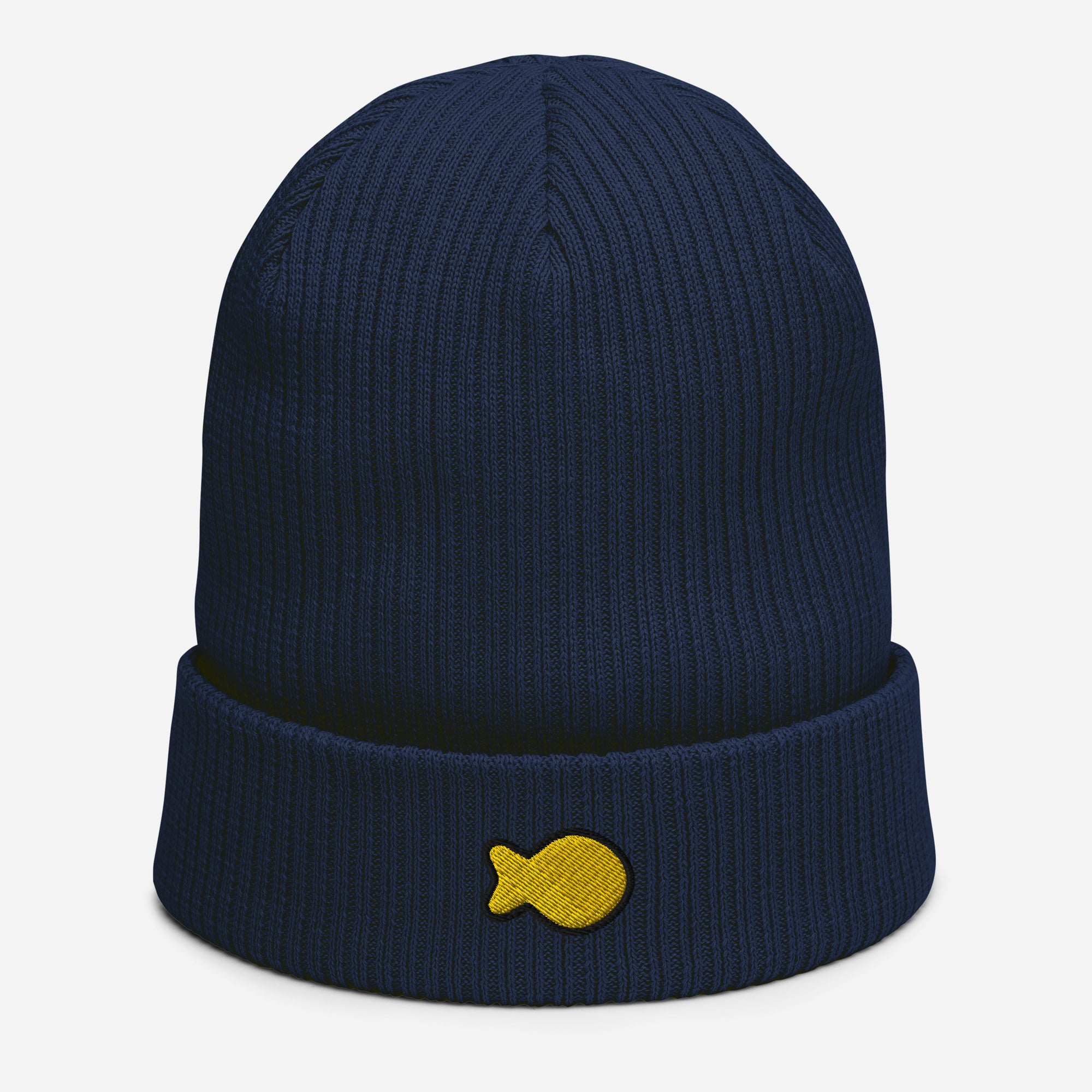 Goldfish Embroidered Organic ribbed beanie