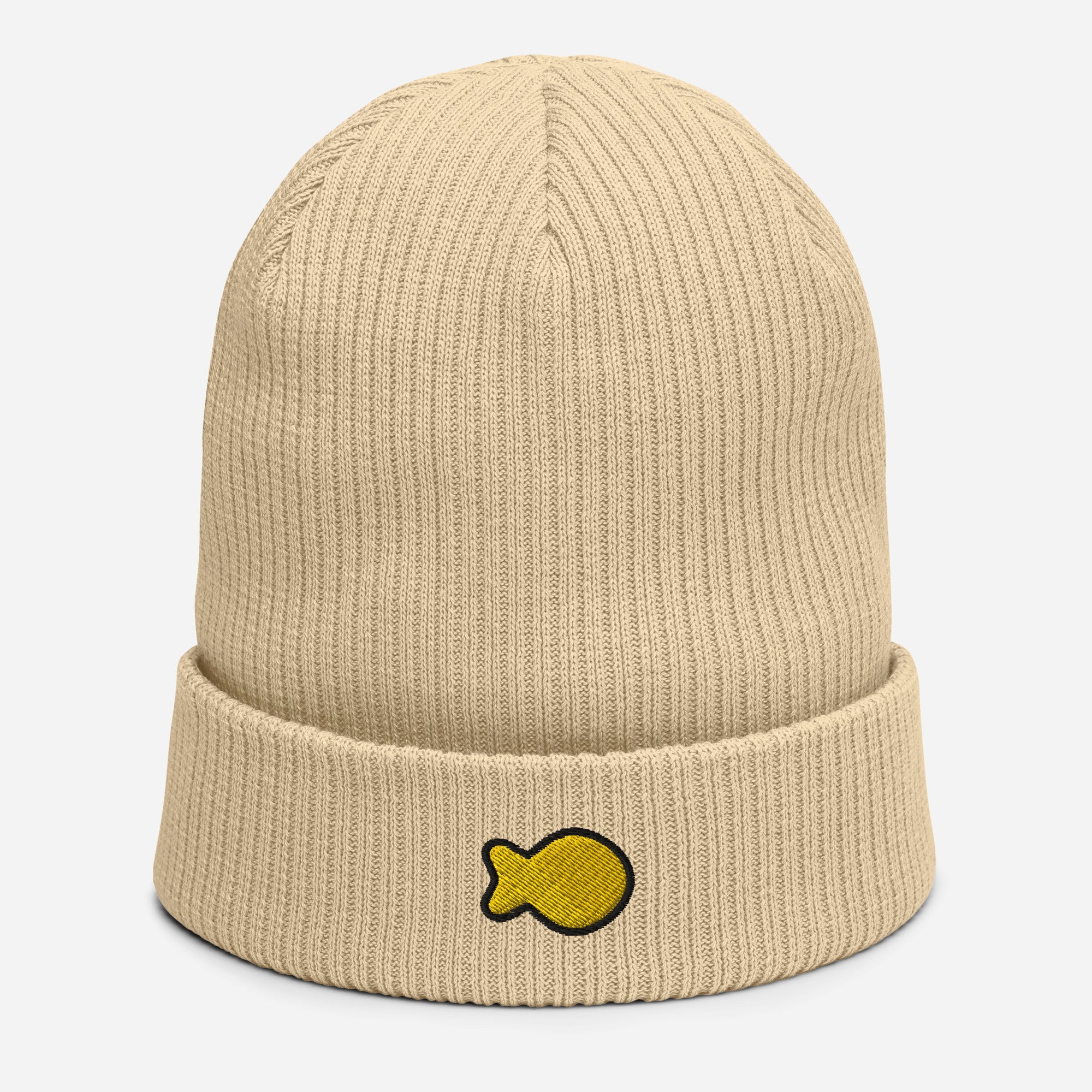 Goldfish Embroidered Organic ribbed beanie